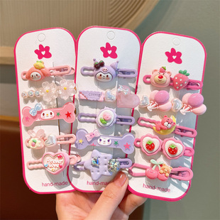 Children's Broken Hair Clip Cute Strawberry Bear Cartoon Hair Clip Girls Hair Clip Baby Side Clip Little Girl Bangs Clip