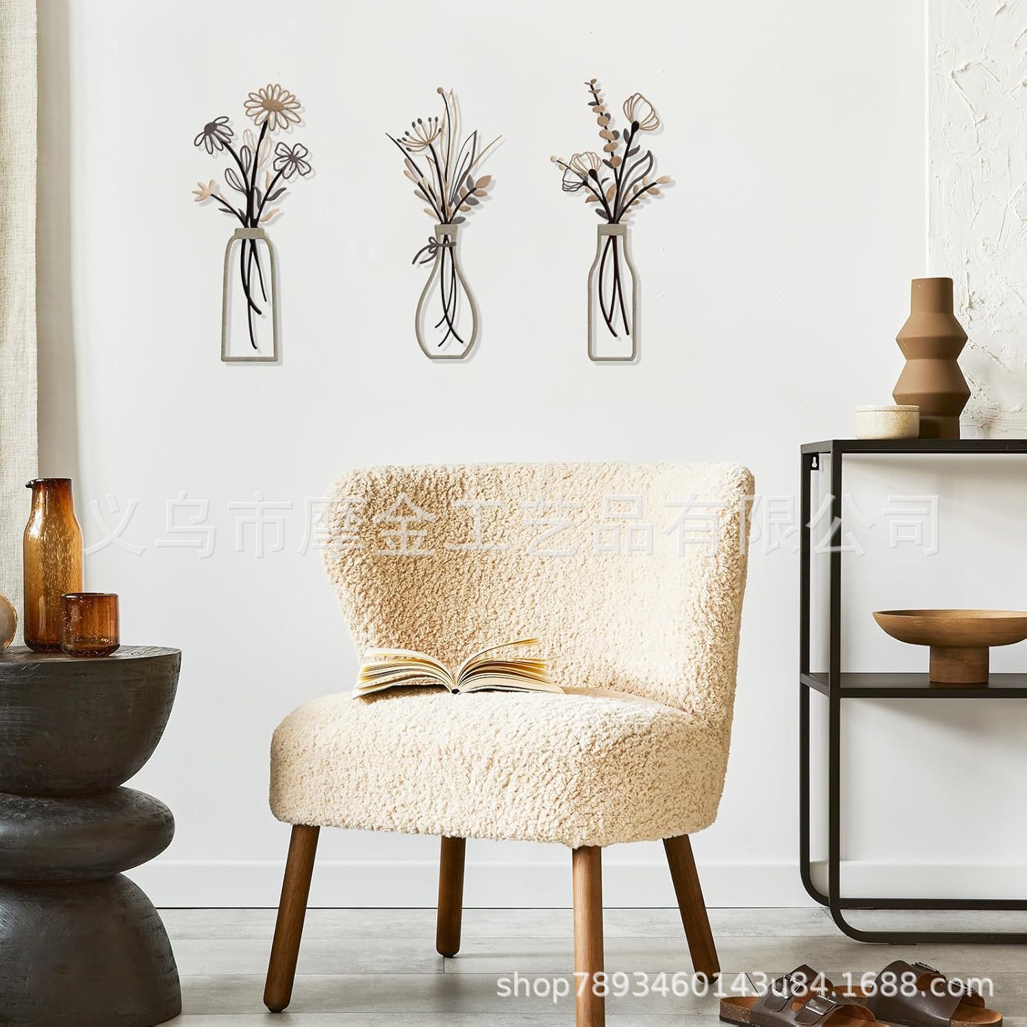 Cross-Border Crafts Metal Vase Flower Living Room Decoration Ornaments Normcore Metal Home Pendant Craft Decorations