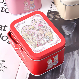 New Children's Day Gift Cans Cartoon Full Moon Birthday White Rabbit Milk Candy Candy Box Portable Box Tinplate