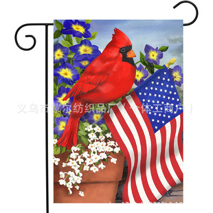 Cross-border Heyen temu Memorial Day Linen Double-sided July 4 Independence Day Courtyard Lawn Decorative Flag