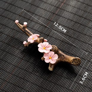 Handmade ceramic Magnolia plum writing brush chopsticks holder tea pet incense burner small decorations desk ornaments wholesale