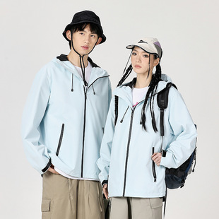 Windproof waterproof jacket men's spring 2024 new casual loose jacket couple outdoor hooded workwear jacket