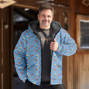 Foreign Trade Winter European and American Men's Cotton Jackets Are Warm and Durable, Fleece-Lined 3D Digital Printing Multi-Pattern Design Plaid