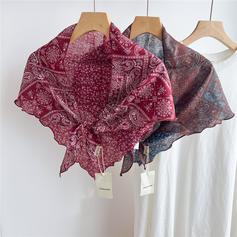 Double-Sided Two-Use Triangle Scarf Women's Spring & Fall Neck Scarf Casual Versatile Small Scarf Ribbon Scarf Scarf