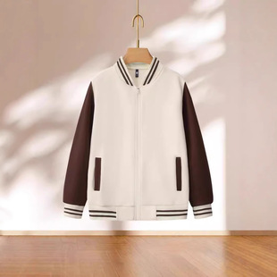 Vertical Collar Baseball Suit Zipper Sweater Print LOGO Trendy Loose Men's and Women's School Uniform Class Uniform Cardigan Jacket