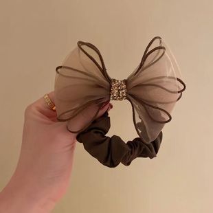 Summer mesh bow hair band Internet celebrity new versatile simple temperament ball head rhinestone bow headband for women