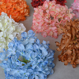 Handmade flower big head burnt edge hydrangea flower head wedding flower wall flower arrangement flower arrangement accessories DIY background headdress