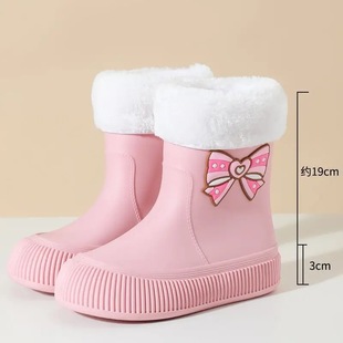 Cross-border Cute Bow Rain Boots Women's Fashionable Outer Wear Mid-tube Waterproof Shoes Good-looking Rain Boots Non-slip Rubber Shoes
