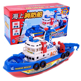 Creative Children's model electric fire boat toy music luminous water spray bath toy boat stall wholesale