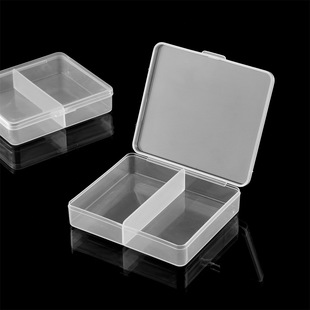 Fixed 2 grid needle and thread paper clip parts square storage box jewelry fish hook bait separated transparent PP plastic box