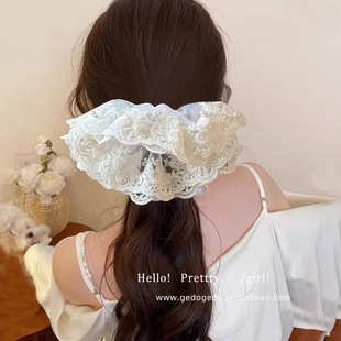 High-grade Lace Large Intestine Hair Ring Korean Style Oversized Cream Ballet Style Hair Rope Hair Rope Balls Hair Accessories Headwear
