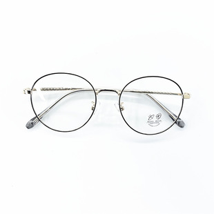 New Metal Round Frame Glasses Women's Retro Artistic Anti-Blue Light Glasses Cyber Celebrous Style Plain Glasses Frame 88063
