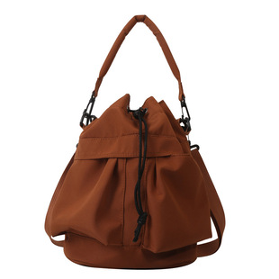 Trendy Bag Women's All-match New Fashion Casual Large Capacity Oxford Cloth Portable Drawstring Shoulder Crossbody Bucket Bag