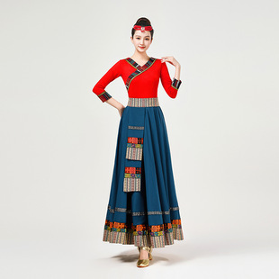 Fengcai Tibetan Dance Costume Performance Folk Dance Stage Square Dance Middle-aged and Elderly Practice Skirt Half-length Skirt Pot