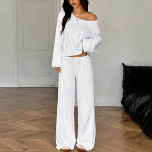 2025 Independent Station Summer New European and American Cross-Border Women's Clothing Export Pure Color Satin Short-Sleeved Tops and Pants Suits for Women