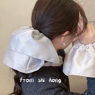 Korean Style Ins Elegant Super Large Size Satin Large Intestine Hair Ring Simple High-grade Solid Color All-match Ball Head Hair Accessories