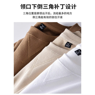 340g heavy cotton sweater men's 2024 autumn and winter new loose thick long sleeve T-shirt solid color Japanese base shirt