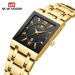 Business Calendar Quartz Waterproof Watch Small Gold Nugget Square Men's Steel Band Watch Live Supply Watch Factory