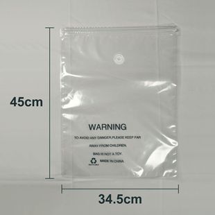 Warning language clothing zipper bag cross-border clothes packaging bag transparent sealed bag anti-suffocation nylon vacuum bag in stock