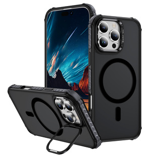 For Apple iPhone16 Pro Max Mobile Phone Case Rainbow Skin-sensing Magnetic Lens Bracket Drop-resistant Protective Cover