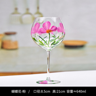 Hand-painted glass painted red wine glass belly wine glass decorative goblet creative home European bar glass