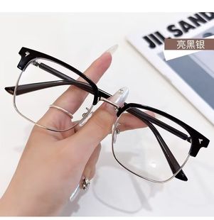 High-definition Fashion Half-frame Myopia Glasses Anti-blue Light Student Plain Glasses Frame Advanced Sense Square Glasses Flat Glasses