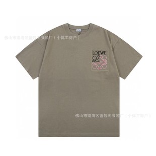 High Version Loewe Loe Classic high quality Loose Cotton T-shirt Women's Short-sleeved Men's Couples Daughter Big Miss Style
