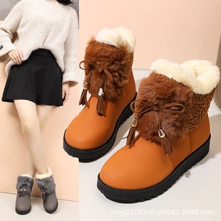 2024 Explosions Snow Boots Women's Winter New Fashion Fur One Warm fleece-lined Thickened Boots Non-slip Cotton Shoes