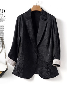 Spring and Summer 2025 New 30 Mm Stretch Jacquard Mulberry Silk Small Suit Jacket Women's Heavy Silk Suit Top