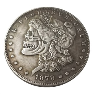 Antique Crafts American Silver Dollar 1878 Tramp Skull Morgan Copper Silver Plated Blow #755