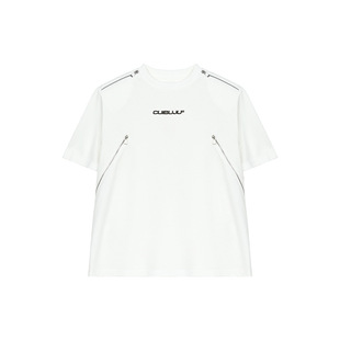Deconstructed zipper short sleeve men's T-shirt boys summer new half sleeve T-shirt American fashion brand loose half sleeve T-shirt men's clothing