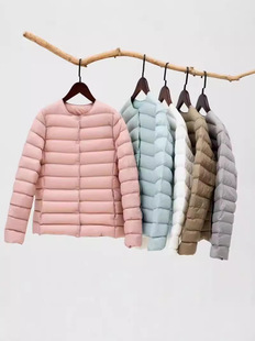 Light and Thin Cotton-padded Coat Women's Crewneck Inner Wearing Short Autumn and Winter Inner Wearing Warm Coat Cotton-padded Coat Inner Liner Small Cotton-padded Coat