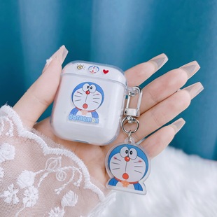 Fun Headset Cat airpods Wireless Bluetooth Headset Protective Cover for Apple 1/2 Generation Transparent Drop-Resistant Soft Case