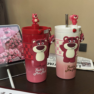 Strawberry bear 316 mug cold straw cup portable portable coffee cup car cup girls 2025 new