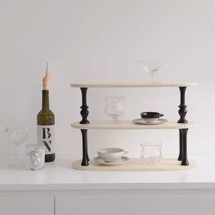 Vintage Multifunctional Cosmetic Desktop Storage Rack Snacks Entrance Water Cup Finishing Wooden Cup Perfume Storage Rack