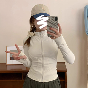 White Sun-protective Clothing Women's Summer 2024 New Style Vertical Collar Slim-fit UV-resistant Ice Silk Cardigan Figure Short Jacket