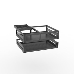 Pull basket kitchen cabinet aluminum alloy half-pumped aluminum alloy full-pumped flat blue three-layer double-layer pumped glass