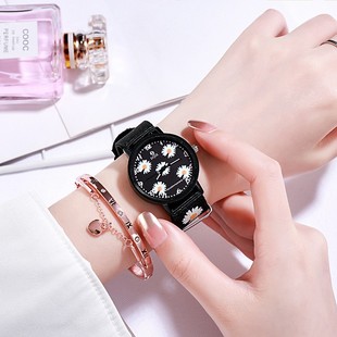 Ins Daisy Watch Female Student Light Luxury All-match White Korean Style Simple Canvas Band Detachable Couple's Watch