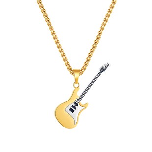 OPK jewelry personalized fashion European and American hip hop stainless steel guitar pendant Street classic trendy men's titanium steel necklace