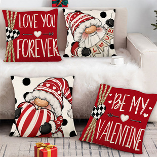 Cross-border digital printing Valentine's Day pillow case living room sofa waist pillowcase red letter peach skin pillow case wholesale
