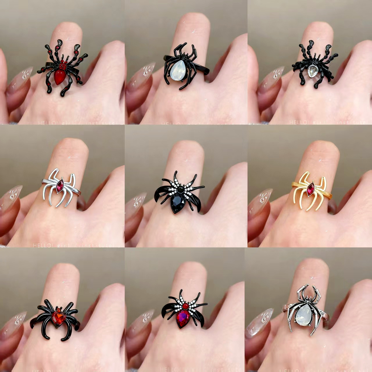 Cross-Border European and American Fashion Halloween Spider Ring for Women, Dark Gothic Style Open Index Finger Ring, Holiday Gift Accessory
