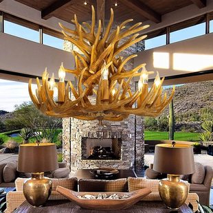 Antler lamp Nordic living room dining room study bedroom chandelier American pastoral coffee shop B & B cabin decorative lamp