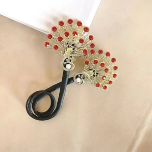 Hot selling full-drill peacock jewelry changeable U-shaped lily lazy meatball head metal high-grade hair artifact