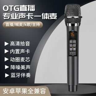 Wireless Multifunctional Microphone Professional Sound Card Integrated Microphone Home Live Broadcast Universal Karaoke Wireless Microphone Singing