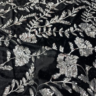 Velvet Coat sequin fabric National style ancient style rose sequin embroidery fabric popular top women's fabric