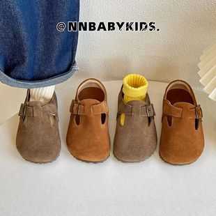 Korean style children's Boken shoes autumn and winter girls' retro leather shoes British style Boys' single-layer shoes baby genuine leather peas shoes