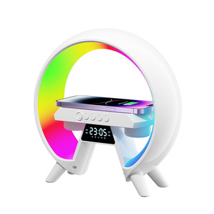 Cross-border new Bluetooth night light audio clock LED light display 256 light modes support wireless charging