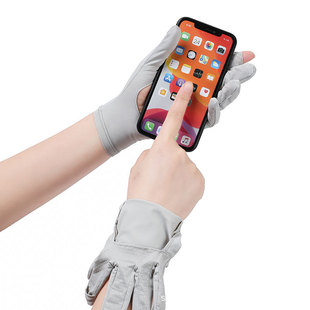 New Empty Palm Round Label Sun Protection Gloves Women's Driving Out UV Protection Flip Touch Screen Ice Sense Breathable Gloves