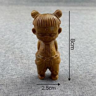 Solid Wood Handle Cute Pet Kitten Cute Ebony Green Sandalwood Small Decoration Tea Pet Plate Play small size Cure Gift