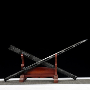 [Unopened Blade] Longquan City Town House Sword Integrated Hand Forged High Performance Manganese Steel Blackened Six-sided Sword Body